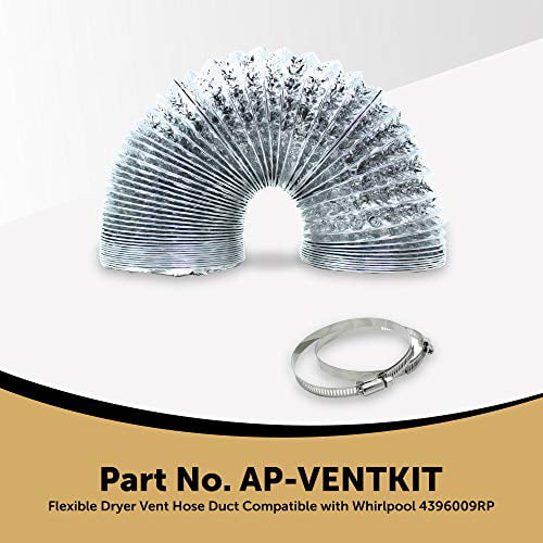 Flexible and Insulated Dryer Duct Appliance Pros AP-4395481 8ft Insulated Dryer Vent Hose Outdoor Indoor Vent Kit for Dryer Connector 4396009R 
